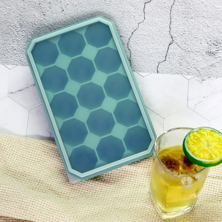 Silicone Ice Tray Easy-Release Flexible Ice Cube Molds for Cocktail,  Whiskey,Chocolate, BPA Free - black+blue