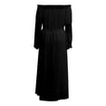 thumbnail image 5 of Lilgiuy Women?s Solid Color Slash-Neck Long Sleeve Lace Stitching Long Dress, 5 of 6