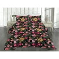 thumbnail image 2 of Ambesonne Jungle Boho Quilted Bedspread Set 3 Pcs, Flowers Garden Blooms, Twin, Pale Yellow and Hot Pink, 2 of 4