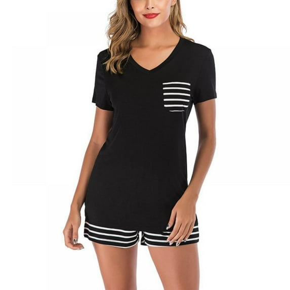 Pajama Set for Women Shorts Sleepwear Soft Summer Loungewear, Two-piece Suit