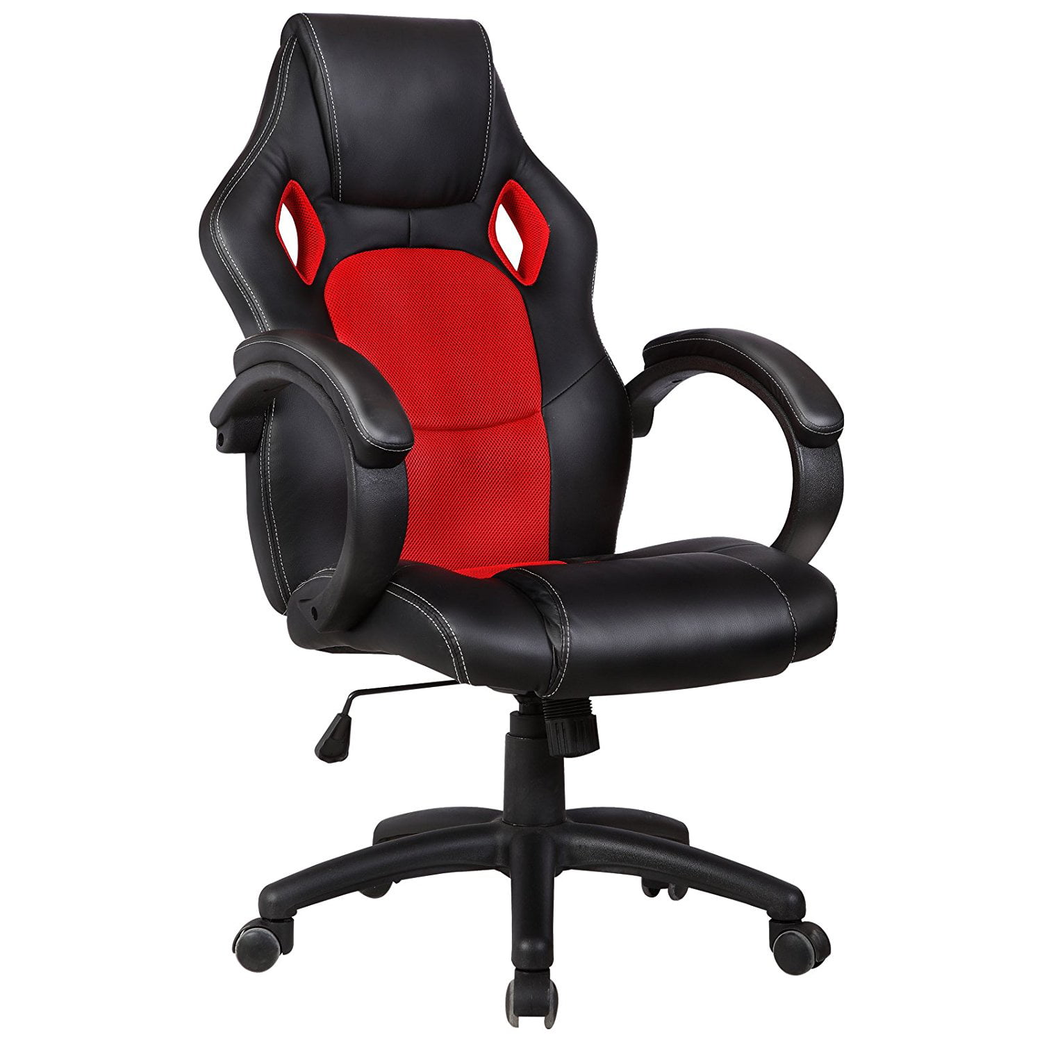 SUNCOO OFFICE CHAIR HIGH BACK EXECUTIVE SWIVEL LEATHER COMPUTER DESK FURNITURE Black Red