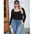 thumbnail image 6 of Zeagoo Women's Plus Size Long Sleeve Shirts Scoop Neck Slim Fitted T Shirt Stretchy Bodycon Basic Tee Tops, 6 of 6