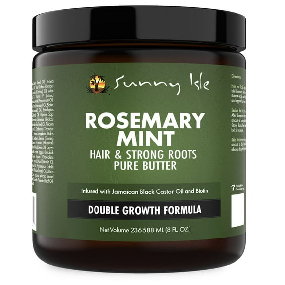 Sunny Isle Rosemary Mint Hair Butter - Strengthening & Split End Repair - 8oz Jar