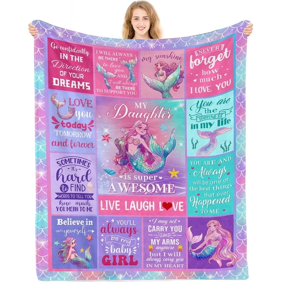 Mermaid Blanket, Mermaid Gifts for Girls, Birthday Gifts for Girls, Mermaid Decorations, Mermaid Blanket Gift for Girls on Birthday Christmas Thanksgiving 50x60 in