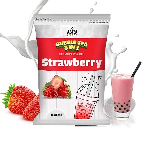 Fusion Select 2.2lb Tea Powder Strawberry Flavored-3-in-1 Drink Powder with Cream & Sugar - Instant Pre-Mixed Beverage for Hot or Cold Blends or Yummy Frappes
