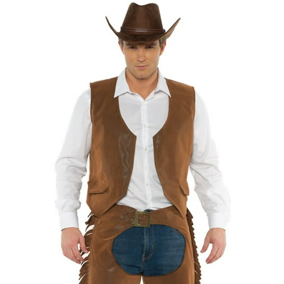 Men's Wild West Sheriff Cowboy Brown Costume Vest Large 42-46