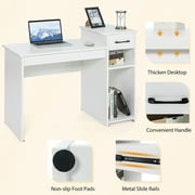 Costway Computer Desk PC Laptop Table w/ Drawer and Shelf Home Office Furniture White
