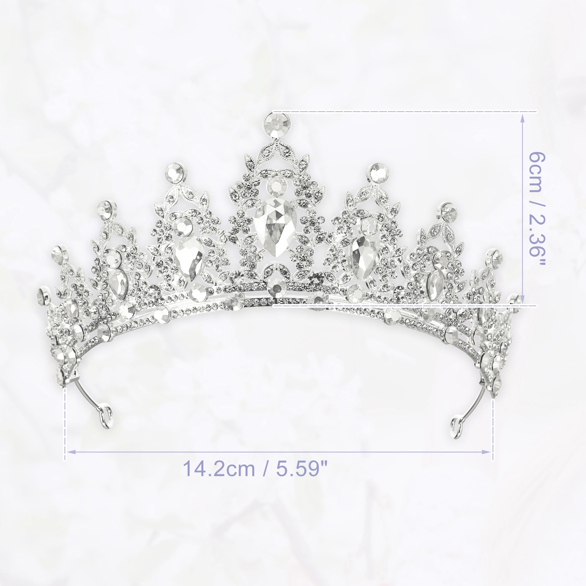 Unique Bargains Women Faux Crystal Queen Crown Tiara Rhinestone Silver Tone White