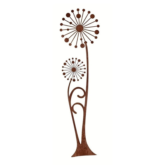 OIUR Rusty Dandelion Stake Metal Flower Garden Stake Yard Decoration Outdoor Decor Dandelion Stake for Courtyard Lawn Pathway