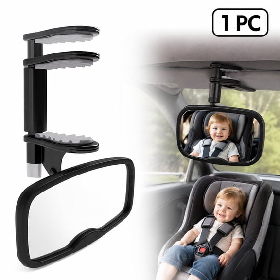 Baby Car Mirror Adjustable Clip Child Observation Mirror Convex Lens With Wide Field Of View Shatter-Proof Mirror