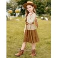 thumbnail image 4 of Arshiner Girls Long Sleeve Dress Fall Cotton Crewneck Tiered Ruffle Swing Solid Casual Midi Dresses, 4 of 6