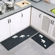 2Pcs Non Slip Water Oil Absorption Kitchen Mats Rug Carpet Pattern:Three bears