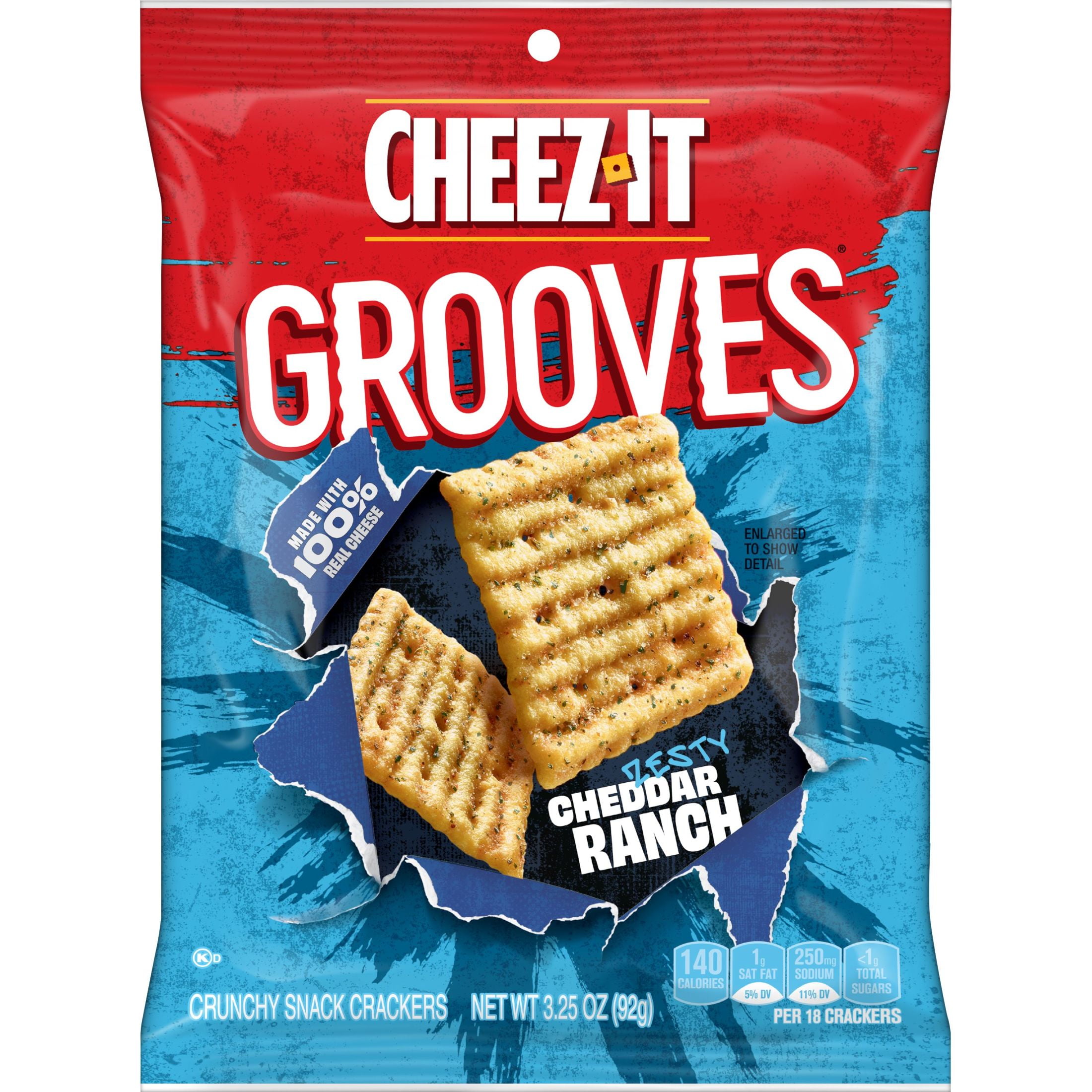 CheezIt Grooves Zesty Cheddar Ranch Cheese Crackers, 3.25 oz