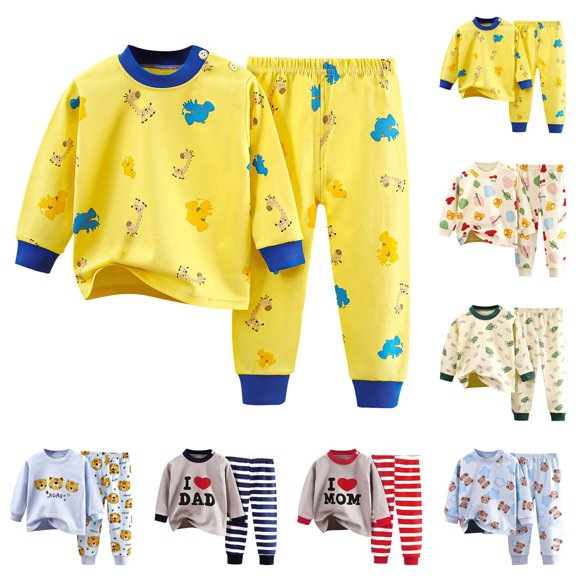Gubotare Toddler Baby Boy Clothing Sets Little Dinosaur Printed Long Sleeve Tops and Pants Kids 2pcs Outfits Navy,Size 3-6 Months
