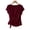 Wine, variant on Ussuma Crew Neck Tie Up Women's Blouses Short Sleeve Ruffle Stylish Solid Color Vintage Fashionable Women Shirts Elegant and Intellectual Work Date Outdoor Photography