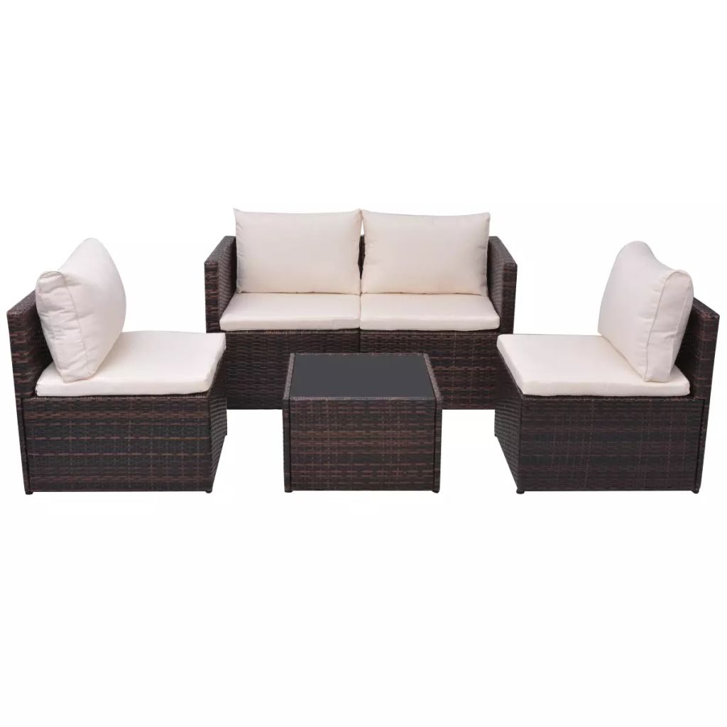 vidaXL Patio Furniture Set 5 Piece Patio Sectional Sofa with Table Poly Rattan - image 3 of 28