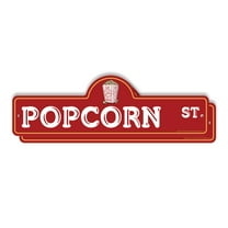 Popcorn (2 Pack) Plastic Street Sign - 7 Inch X 20 Inch Gift Snack Movie Theater Food Butter Fun Party Kids Treat Crunchy Festival