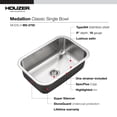 thumbnail image 4 of Houzer Medallion Designer  27 inch Stainless Steel Undermount Single Bowl Kitchen Sink with Strainer- MS-2700-1, 4 of 7