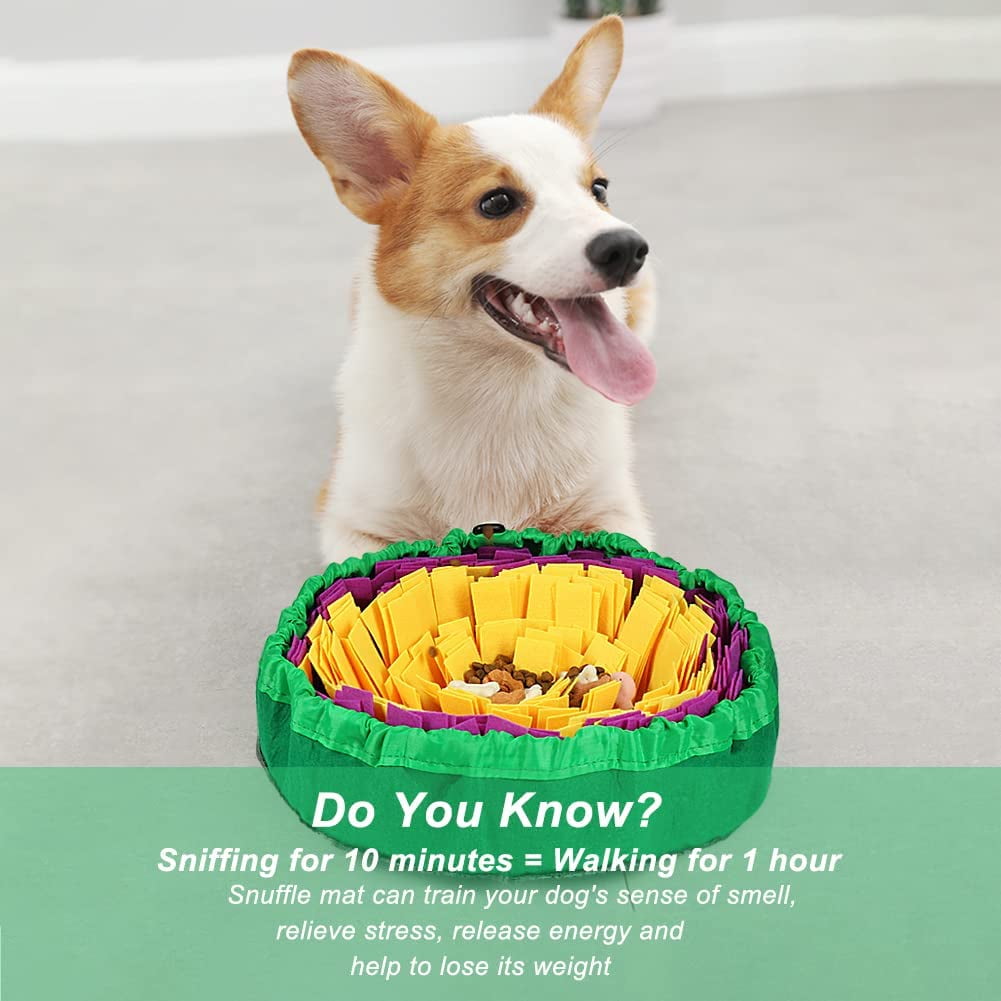 Snuffle Mat for Dogs, Enrichment Dog Puzzle Toys for Slow Eating and Keep Busy, Adjustable Sniff Mat Encourages Natural Foraging Skills and Mental Stimulation(Yellow Purple)