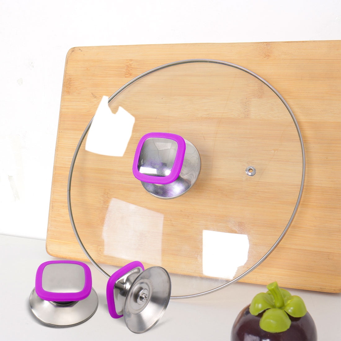 Uxcell Pot Lid Knob Handle Silicone and Stainless Steel Knobs Purple 2Pack