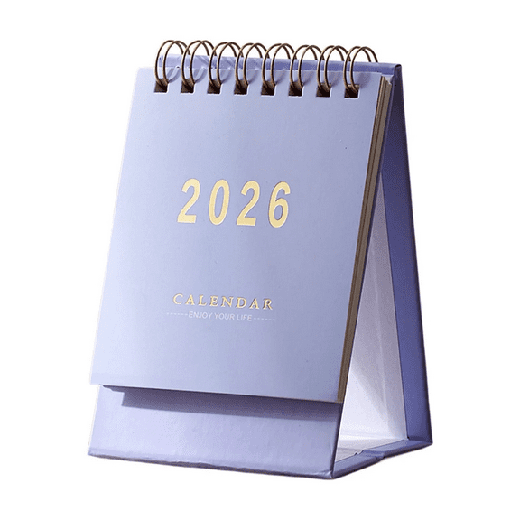 BinKFF Desk Calendar 2026 Standing Flip Small Desk Calendar January 2026 - December 2026 18 Monthly Desktop Calendar Thick Paper Twin Wire Binding for Home or Yearly Planner&Organizer