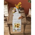 thumbnail image 5 of ERUNPONLY Sunflower Table Runner - 36 Inch Long Summer Bee Wildflower Vintage Grey Wood Grain Cotton and Linen Blended Dress Scarves Farmhouse Table Runner for Kitchen Dining, Coffee Table, 13" x 36", 5 of 8