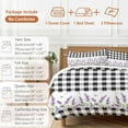 thumbnail image 6 of Queen 4 Piece Bedding Set Rustic Purple Flower Butterfly Soft Breathable Duvet Cover and Pillowcase,Pastoral Black White Plaid Duvet Cover Set Washable Bed Sheets for Bedroom Dormitory Guest Room, 6 of 9