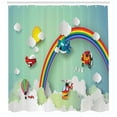 thumbnail image 3 of Ambesonne Cartoon Shower Curtain, Rainbow Sunny Sky, 69"Wx84"L, Multicolor, 3 of 3
