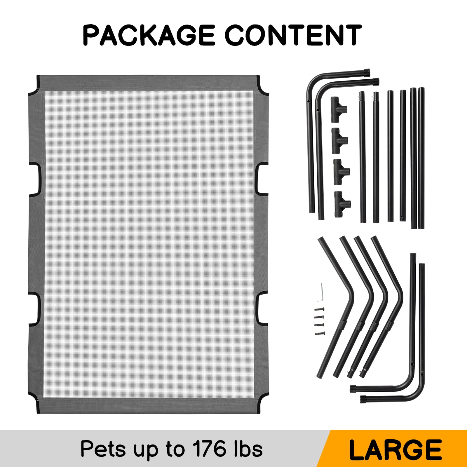 Ktaxon 63"D x 37"W Elevated Raised Cooling Cots Bed for Large Dogs, Portable Indoor & Outdoor Pet Hammock with Skid-Resistant Feet