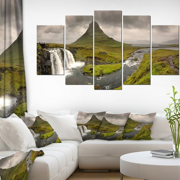 Kirkjufell Cascades dans Grundarfjordur - Paysage Toile Art Imprimer