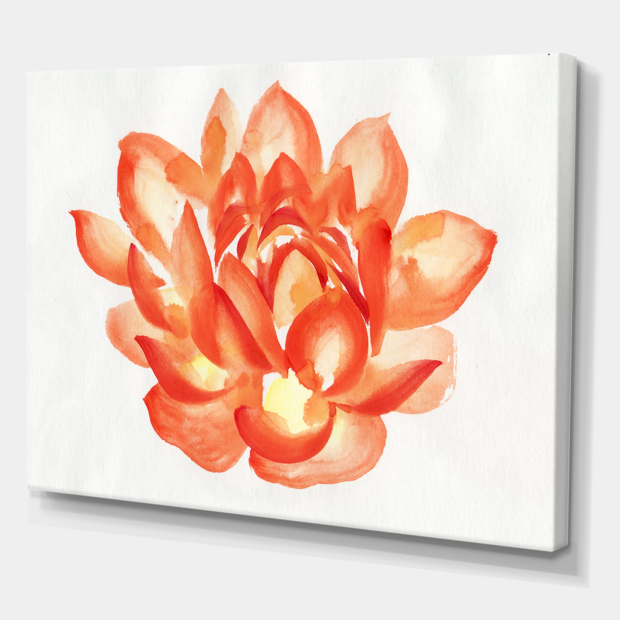 Ancient Detail of A Orange Lotus 12 in x 8 in Painting Canvas Art Print, by Designart