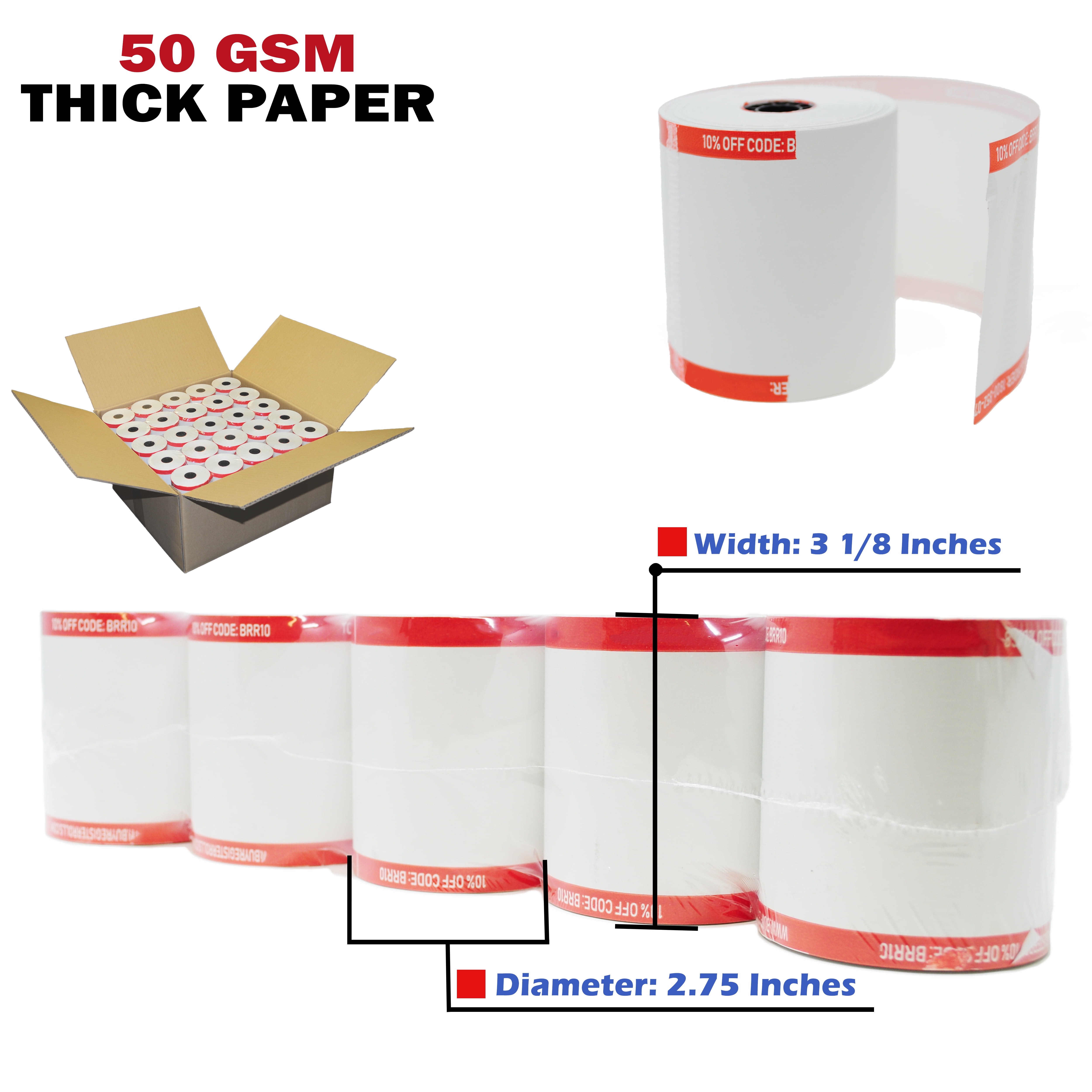 (Shrink Wrap) 3 1/8 X 230 Thermal Paper Rolls 500 Pack 3 1/8 Thermal