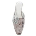 thumbnail image 3 of Women's Flat Mules Closed Pointed Toe Slip On Sequin Embroidery Applique Low Heel Backless Shoes-Grey-9, 3 of 3