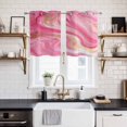 thumbnail image 2 of Marble Pink Kitchen Curtains Small Short 39 Inch Length, Modern Abstract Artwork Luxury Golden Grommet Top Bedroom Living Room Curtains, Light Filtering Cafe Curtain Drapes 2 Panels Set 55''x39'', 2 of 9