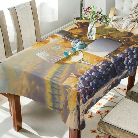 YAZAOO Square Tablecloth White Grape Wine Pattern Tableclothes