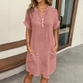 thumbnail image 2 of Afdoent Dresses For Women 2026 Casual V Neck Dress With Pockets And Buttons Comfortable Everyday Spring Summer Dress Flowy Relaxed Fit Travel Outfits, 2 of 5