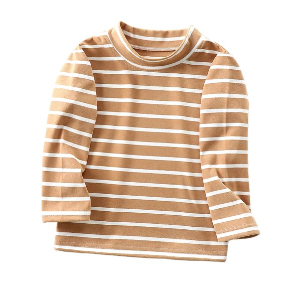 Generic Baby Girls Boys Children Undershirt New Semi High Neck Striped High Stretch Top Long Sleeve Clothes Autumn Winter Clothes for Home Indoor Outdoor(2-3 Years Purple)