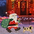 thumbnail image 4 of Lighted Christmas Santa Claus with Puppy, 26.5 Inch Pre-Lit 2D Tinsel Santa Walking Dog Xmas Outdoor Yard Decor with Lights, Light Up & Plug in for Festive Xmas Holiday Garden Lawn Display, 4 of 7