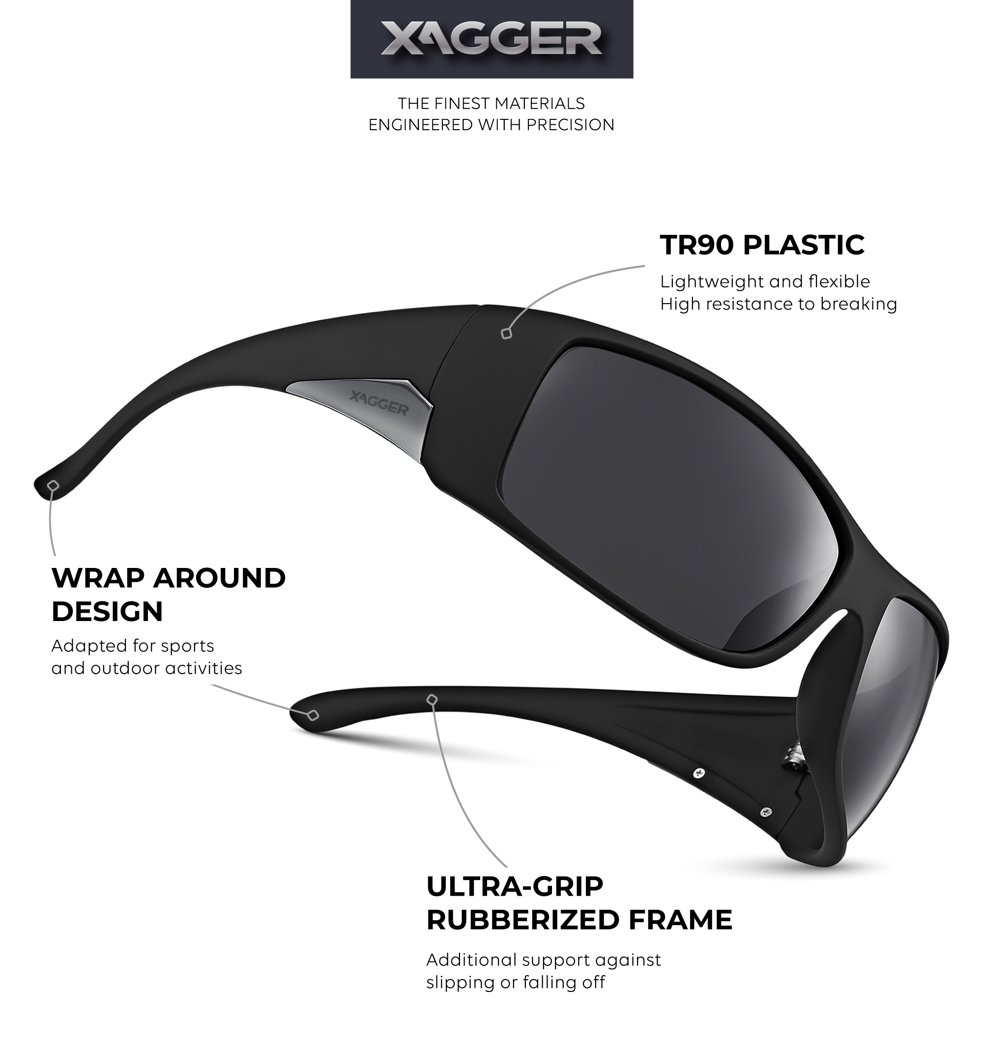XAGGER Oversized Polarized Sport Sunglasses photo 2