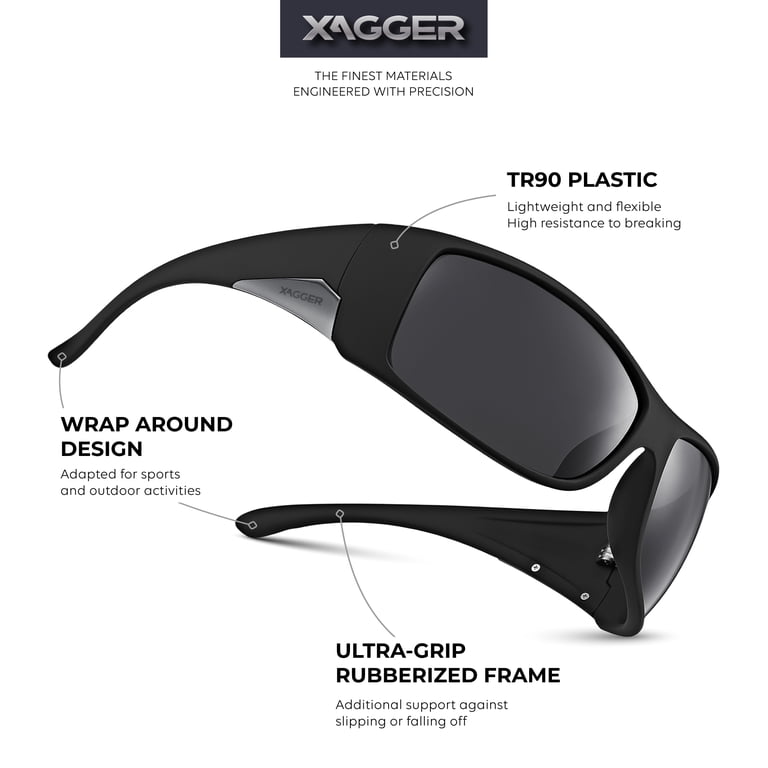 Oversized Polarized Sunglasses UV400 Protection Fishing Driving Sports Xagger Oversized Wrap Around Sport Polarized Sunglasses  main image 4