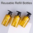 thumbnail image 5 of BUBABOX 3 Pack Reusable Shampoo Conditioner Bottle,10oz/300ml Empty Refillable Shower Bottle,Plastic Reusable Squeeze Lotion Dispenser for Shampoo and Conditioner(Brown), 5 of 7