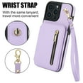 thumbnail image 5 of Allytechgroup Case for iPhone 16 Pro Max with Credit Card Slot, Built-in Shoulder Strap Stand PU Leather Wallet RFID Blocking Phone Case Shockproof Protective for iPhone 16 Pro Max, Lightpurple, 5 of 8