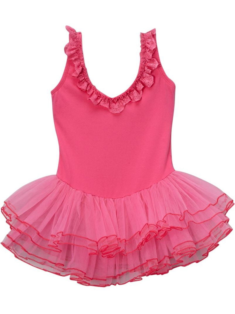 Wenchoice - Girls Hot Pink Ruffle Detail Lace Skirted Dance Leotard 12M ...