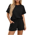 thumbnail image 2 of Dagugfen Womens Athletic Sets Crew Neck Short Sleeve Tees Drawstring Elastic Waist Shorts with Pockets Breathable Outdoor Workout Running Sets, 2 of 6