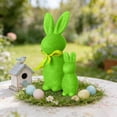 thumbnail image 5 of Easter Bunny Figurines Decor 2PCS 8.66 and 4.73 Inch with Bow Ties, Flocked Rabbit Centerpiece for Spring Table, Indoor Home and Office Shelf Decorations, Easter Party and Seasonal Gift Idea, 5 of 5