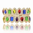 thumbnail image 7 of Christmas Iced Out Teeth Grillz Set for Men & Women, Copper Top & Bottom Grills with Multi-Color Zirconia, Silver & Gold Tone Hip Hop Party Jewelry, 7 of 7