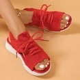 thumbnail image 6 of THDHVS Wedge Sandals for Women,Women's Fashion Casual Summer Solid Color Wedge Heel Fish Mouth Strap Sandals Red 9, 6 of 6