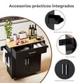 thumbnail image 4 of Fabato Carrito de Cocina Madera Carrito de Almacenamiento con Estante Ajustable Isla de Cocina con Clóset de Almacenamiento y Cajones para Comedor, Negro, 4 of 8