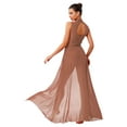 thumbnail image 2 of renvena Lyrical Dance Costumes for Women Sleeveless Turtleneck Backless Mesh Tulle Maxi Dress Coffee M, 2 of 5