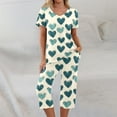 thumbnail image 7 of Garbnen Women Valentine Pajamas Set V Neck Capri Pants and Short Sleeve Top Heart Print Loungewear Sleepwear with Pockets, 7 of 7